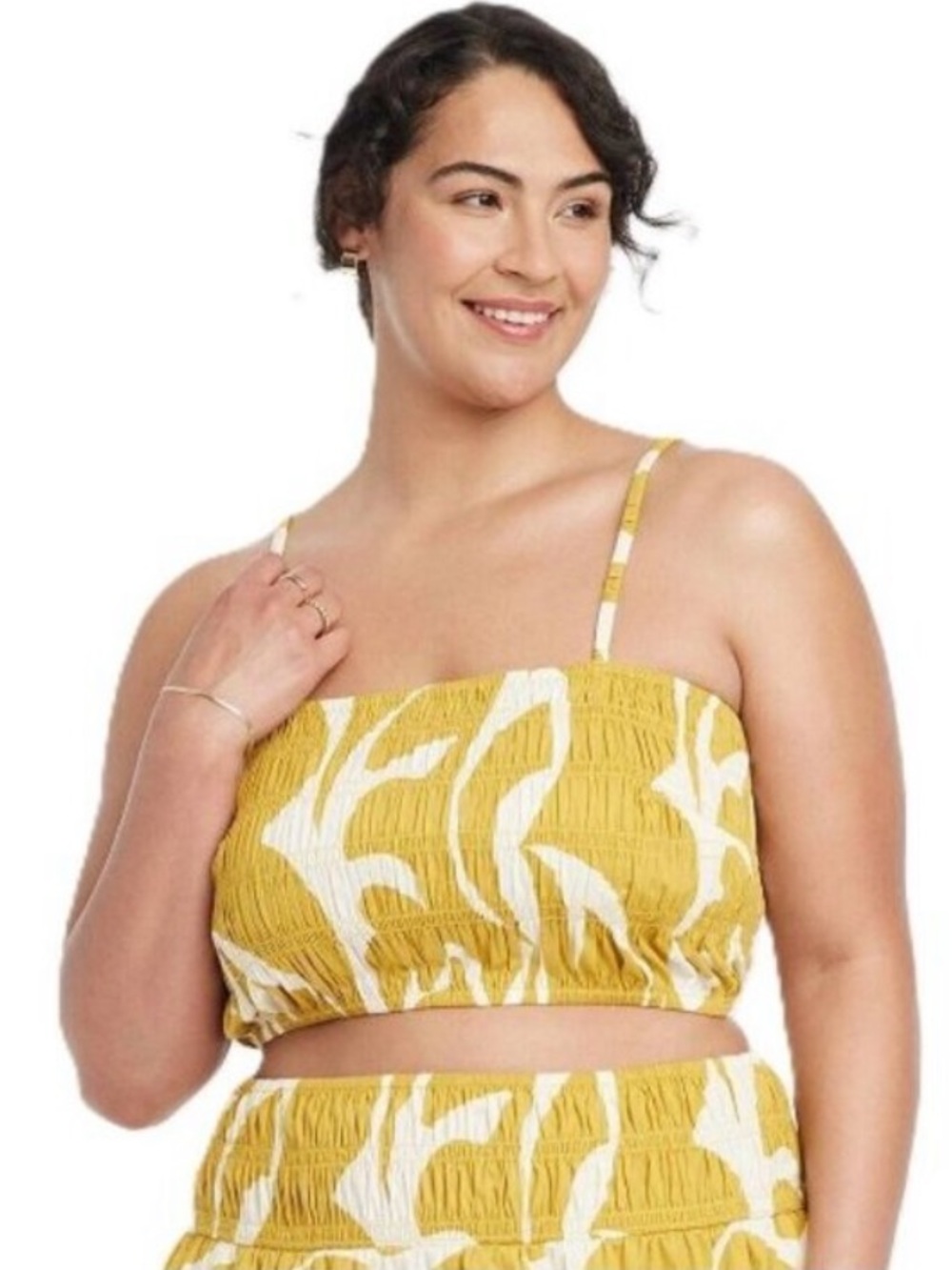 A NEW DAY Yellow Smocked Crop Top